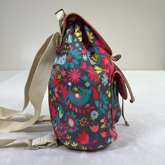Lily Bloom Backpack Playful Garden Cats Eco-friendly Grey/Multi-Color Charity - Picture 4 of 15